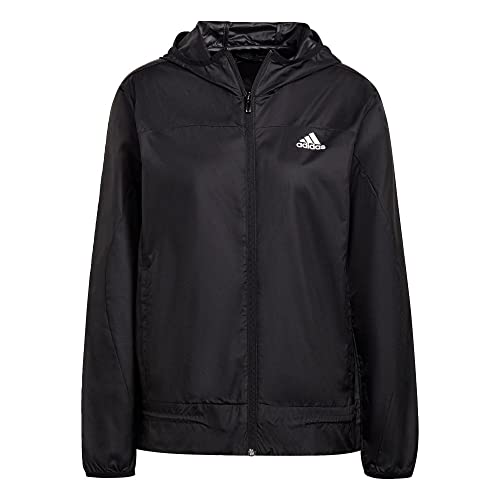 adidas Women's Logo Running Windbreaker, Black/White, M