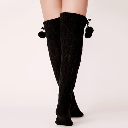Image of Pcavin Thigh High Socks for Women Cable Knit Over the Knee Boot Socks, Warm Long Knit Leg Warmers for Winter Outfits