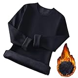 Warmth Meets Style - Camiseta interior térmica de manga larga con forro polar para hombre, cuello redondo, para días fríos (talla L, azul oscuro)