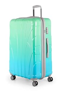 suitline - Großer Hartschalen-Koffer Koffer Trolley Rollkoffer XL Reisekoffer, 76 cm, ca. 96-110 Liter, TSA, Hartschale, glänzend, Northern Lights