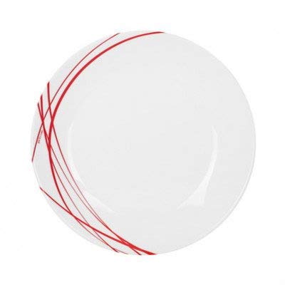Arcopal P3363, Domitille Rouge Collection 18 Pcs Dinnerware Set, Tempered Glass Round Plates, Set For 6 #TOP3