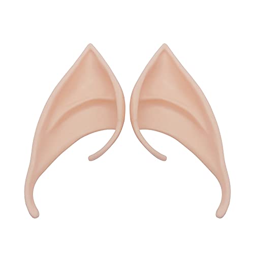 Fyearfly Orelhas de elfo de látex para cosplay, orelhas pontiagudas com clipe para festa de fantasias de Halloween, próteses de maquilhagem de fantasia reutilizáveis