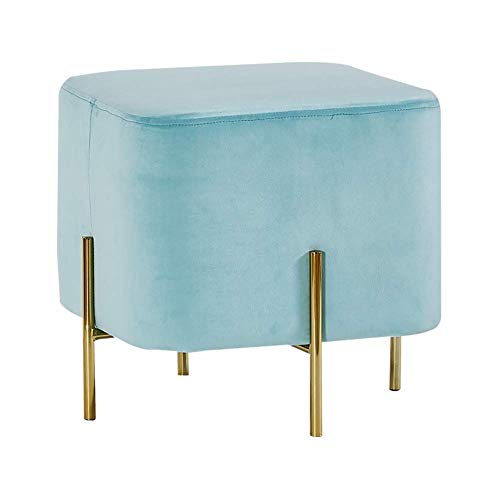 Ottoman en velours bleu pour ajouter un siège supplémentaire sans encombrer