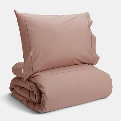 Duvet set rose tan en percale de coton pour chambre cocooning