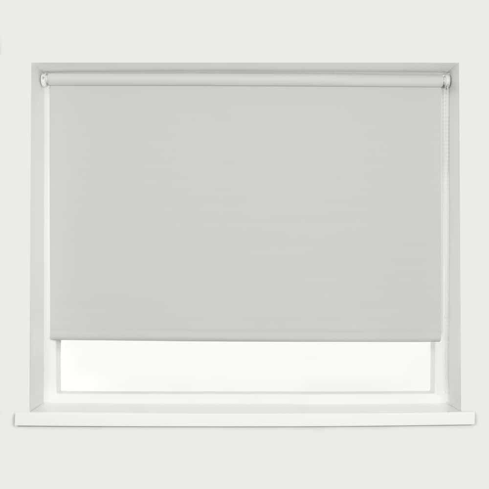Grey Blackout Roller Blind Metal Fittings Trimmable UV Protection Thermal Properties Premium Fabric Home Office Bedroom Kids Room Child Safe Easy Fit Grey 210cm Width x 160cm Drop