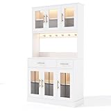 ◆STYLE POLYVALENT : Ligne sobre mêlant esprit maison de campagne et minimalisme actuel, facile à associer à une table en bois, un salon moderne ou une cuisine contemporaine. Sert de buffet, vaisselier, bar d’appoint ou meuble café, selon vos envies. Les façades symétriques et les deux tiroirs apportent équilibre visuel. Montage guidé par notice, pièces repérées, pour une installation claire même sans être bricoleur; convient aussi pour entrée ou coin bureau.
