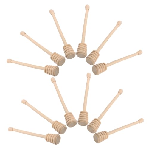 HOLIDYOYO 12pcs Stirring Rod Honey Stir Stick Honey Wand Stick Honey Spreader Honey Server Mini Honeycomb Stick Honey Spoon Honey Dropper Honey Mixing Sticks Tirrer Jam Wooden re-usable