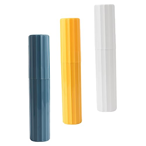 COOLHIYA 旅行用歯ブラシケース 歯磨き粉収納容器 ポータブルウォッシュカップ 多目的デザイン 防塵 トラベル用洗面用具 3個セット