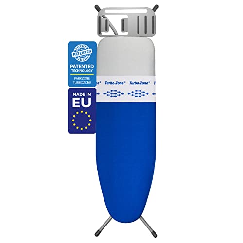 Bartnelli Heavy Duty Ironing Board 48x15 | Designed & Made in Europe with Patent Technology, Turbo & Park Zone, Features: 4 Layer Cover &Pad,Height-Adjustable,4 Premium Steel Legs,Upgraded Iron Rest.