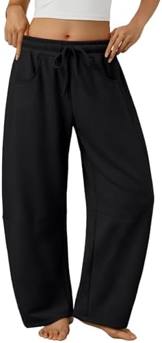Trendy Queen Barrel Sweatpants Womens Wide Leg Pants Baggy Palazz...