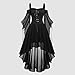 Halloween Kostüm Damen Gothic Kleid Kurz｜Mittelalter Gebundene Taille Hexenkostüm｜Vampir Renaissance Trompetenärmel Korsett｜Erwachsene Karneval Steampunk Barock｜Schwarz Plus Size​, Schwarz M