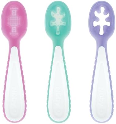 Nuby Baby's First Spoons - 3 Pack | Pink/Aqua/Purple