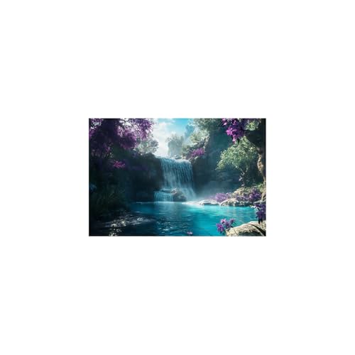 Poster animal mignon et jolies fleurs violettes teal 80x120cm décoration murale pour salon nature