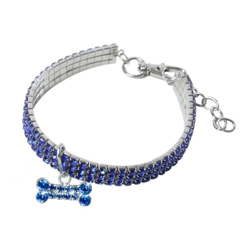 FIXOSHEE Collar para Mascotas con Brillo de Elástico Diseño Cómodo y Decorativo Accesorio para Perros Medianos y Gatos Azul