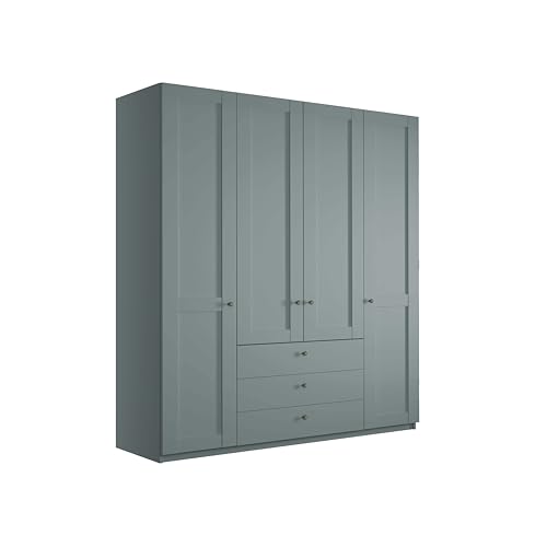 WIEMANN Drehtürenschrank mit 3 Schubkästen, Landhausstil Kleiderschrank 200cm breit, Salbeigrün, Höhe 216cm, Marlow