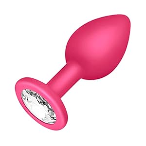DUKESTON Anaal Butt Plug Klein met Diamant ø 28 mm Kleine Anal Buttplug voor Beginners (Silicone, Roze & Transparant)