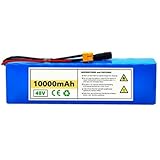 48V 10Ah 13S3P Baterías para bicicletas eléctricas Carcasa de PVC impermeable Batería recargable de iones de litio Larga duración de la batería para motores de 50-800 W 48V 10Ah,XT60+DC