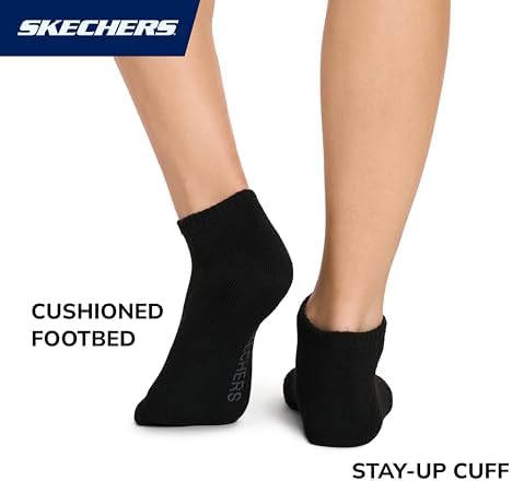 Skechers Women's 10-pack Half Terry Classic Low Cut Socks, Comfort-fit & Cushioned Footbed
