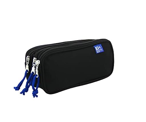 Oxford, Estuche Escolar 3 Compartimentos, Goma Elástica, 3 Cremalleras, Color Negro | Ya disponible en tu tienda friki favorita! En mundofriki.es!