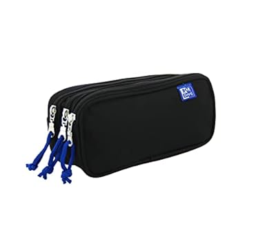 Oxford, Estuche Escolar 3 Compartimentos, Goma Elástica, 3 Cremalleras, Color Negro | Ya disponible en tu tienda friki favorita! En mundofriki.es!