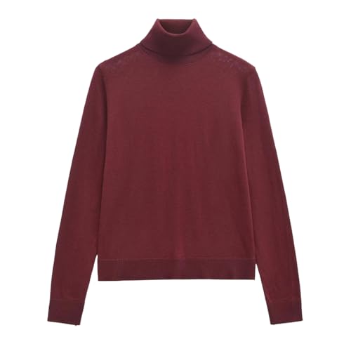 Women Solid Knit Sweaters Fall Cozy Thick Turtleneck Soft Pullover