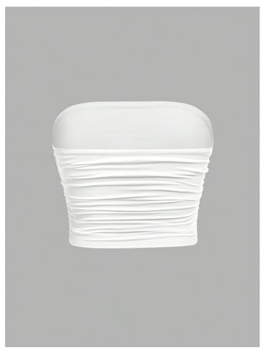 Girl's Ruched Strapless Tube Top Sleeveless Cropped Bandeau Basic Summer Cute Tops for Girls2