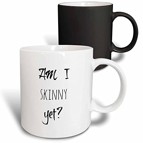 3dRose Am I Skinny Yet, Black Letters 11oz Magic Transforming Mug