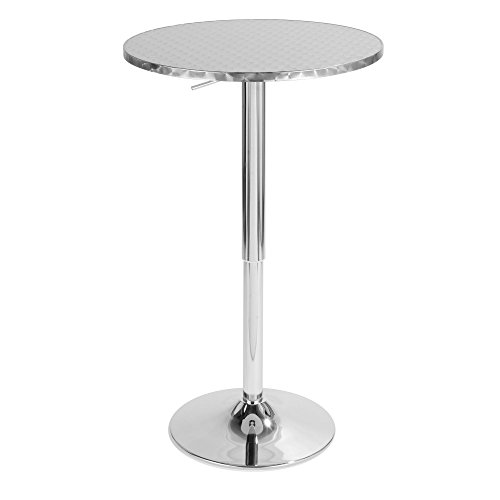 Lumisource Bistro Hydraulic Bar Table, Silver Swirl #TOP15