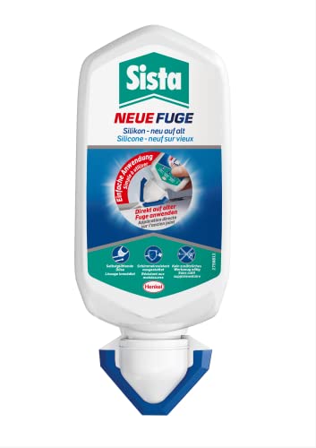 Sista Pattex NEUE FUGE, graue Silikon Dichtmasse, in wenigen Minuten von IHH zu AHH, schimmelresistentes Sanitärsilikon für Küche und Bad, einfache Erneuerung von Fugen in nur einem Schritt, 1x80ml