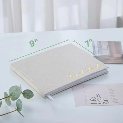Image of HKMK Wedding Guest Book - Perfect for Wedding Receptions, Baby Showers, Birthdays,Special Events - Polaroid Guest Book with 100 Lined and Blank Pages for Sign-in and Photos -Linen Hardcover,Beige