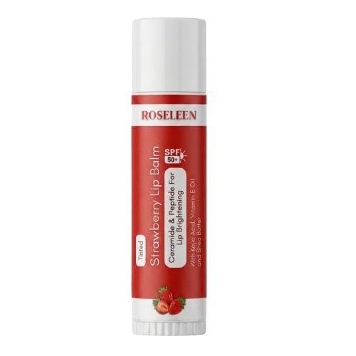ROSELEENA Chocolate Lip Balm Tinted Ceramide & Peptide For Lip Brightening Nourish, Brighten, And Give a Sheer Rosy glow. No More Dry, Dull Lips For Women (Strawberry)-picture-22