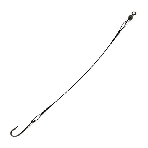 Rite Angler Fishing Wire Leader Hook Rig 9" Nylon Coated (6 Pack) 20Lbs With Crane Swivels And Interlock Snaps For Saltwater Big Game Fishing (Silver, 2/0) #TOP5