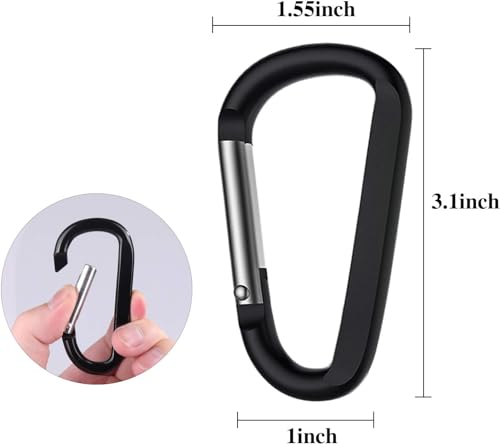 Image of CampTek Carabiner Caribeaner Clip,3 inch Large Aluminum D Ring Shape Carabeaner with Keyring Keychain Hook