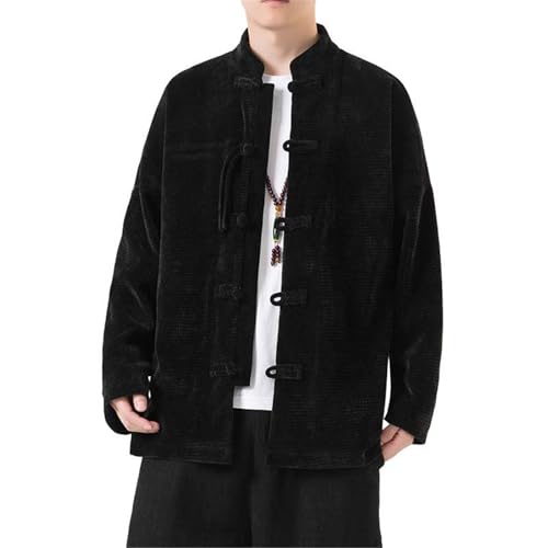 Men's Coat Corduroy Spring Autumn Tang Suit Chinese Style Frog Button Striped Jacket for men2