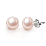 EVER FAITH 925 Sterling Silver AAA Pink Freshwater Cultured Pearl Button Stud Earrings