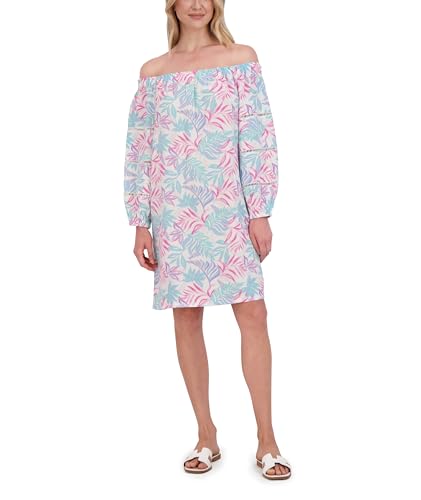 Stella Parker Women's Off Shoulder Balloon Sleeve Midi Dress, Pastel Aqua, Small