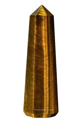 Image of Amazing Gemstone Tiger Eye Crystal Towers, Natural Healing Crystal Point Obelisk for Reiki Healing and Crystal Grid (3 inch to 4 inch INCH)