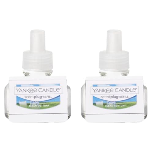 Yankee Candle ScentPlug Refill for Plug in Air Fresheners, Scented Oil Refills, Long Lasting Home Fragrance, Clean Cotton (Pack of 2)