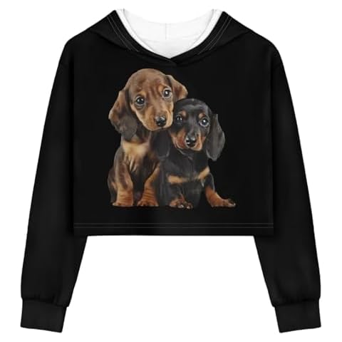 Showudesigns Dachshund Crop Top Hoodie for Kids Cover