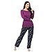 Fruit of the Loom Women's Sueded Jersey Crew Top and Fleece Pant Sleep Set, Berry/Multi Confetti, Large