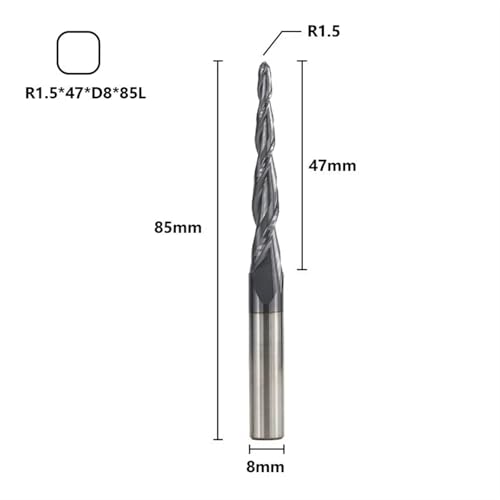 Fraise carbure R1.5x47xD8x85 évite la casse sur commande numérique CNC - 2