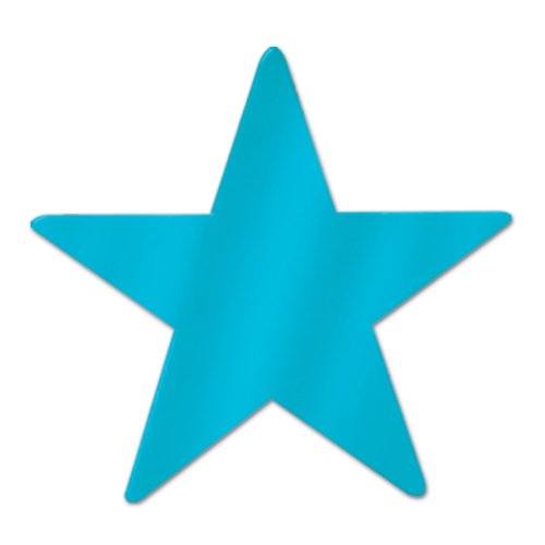 Beistle 57027-Turquoise Metallic Star Cutouts, 3-1/2 Inch, 12 Pieces Per Package