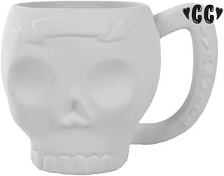 Bisque - Skull Mug Viva La Vida, 5 3/4" Dia. x 4 1/8" H (Unpainted, Ready for Glaze)