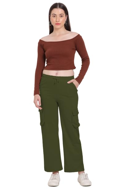 Image of Women's Cotton Fabric Stylish Cargo Pocket Lower /Sweatpants