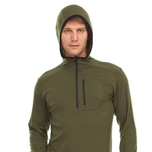 Mens Micro Weight Woolverino ¼ Zip Sun Hoodie - 84% Merino Wool, 12% Nylon, 4% Spandex4