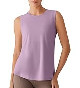 G4Free Lyocell Side Slits Women's Workout Tank Tops Soft Loose Fit High Neck Athletic Tanks Stret...