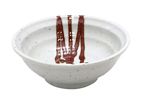 美濃焼 石目ラーメンどんぶり 鉄赤流し 白萩