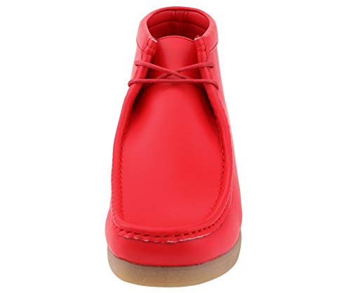 Amali Jason2 Chukka Boots For Men - Men's High-Top Casual Boots Manmade Suede Desert Chukka Boots - Casual Boots Lace Up Crepe Rubber Sole - Mens Desert Chukka Boots - Red (Smooth) Size 10.5 #TOP1