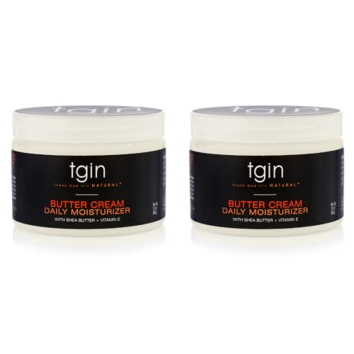 tgin Butter Cream Daily Moisturizer Duo For Natural, Dry, Curly Hair - Type 3c and 4c - Styler - 12 Oz - 2 PACK