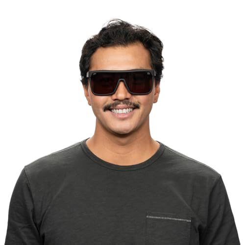 SPY Optic Flynn, Shield Sunglasses, Color and Contrast Enhancing Lenses,Soft Matte Black - HD Plus Bronze with Dark Blue Spectra Mirror Lenses